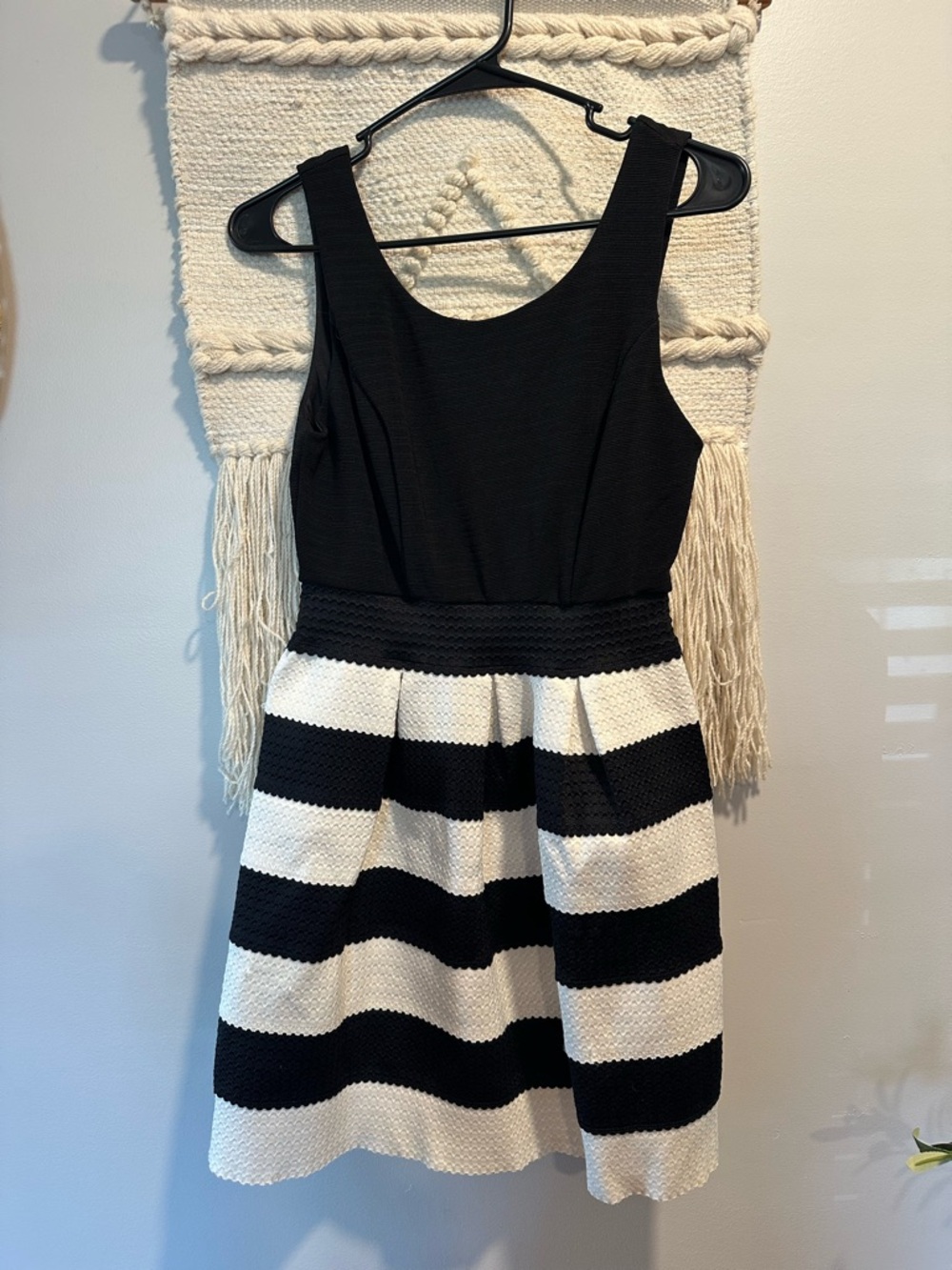 As U Wish Black & White Dress with Gold Zipper Detail
